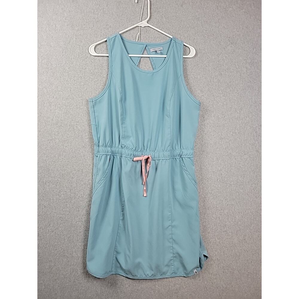 Women’s Light Blue Swim Coverup Dress with Pink Drawstring